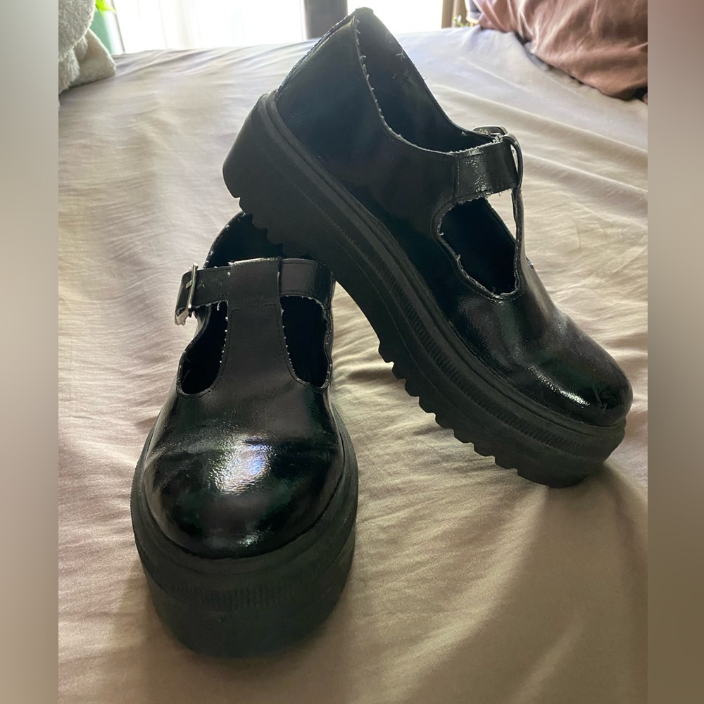 Black Topshop Platform MaryJane’s with silver clasp